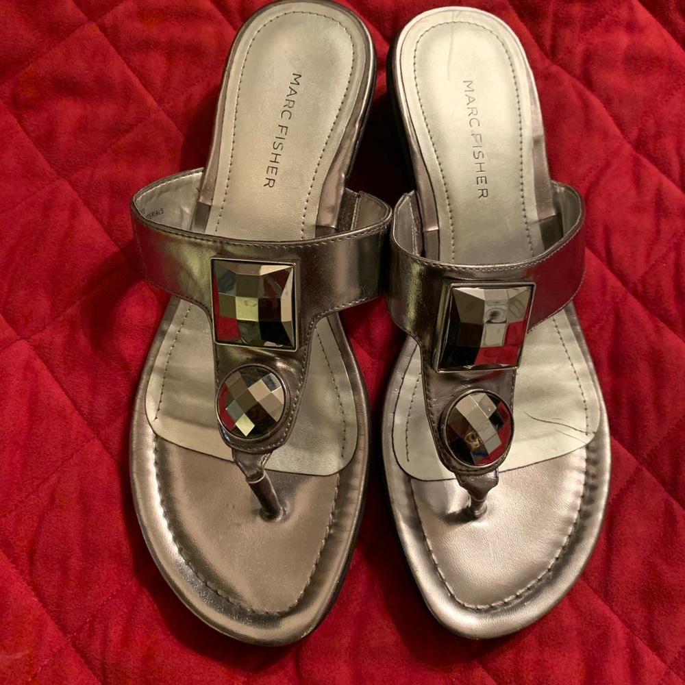 Marc Fisher Silver Jeweled sandal - Size 8.5
